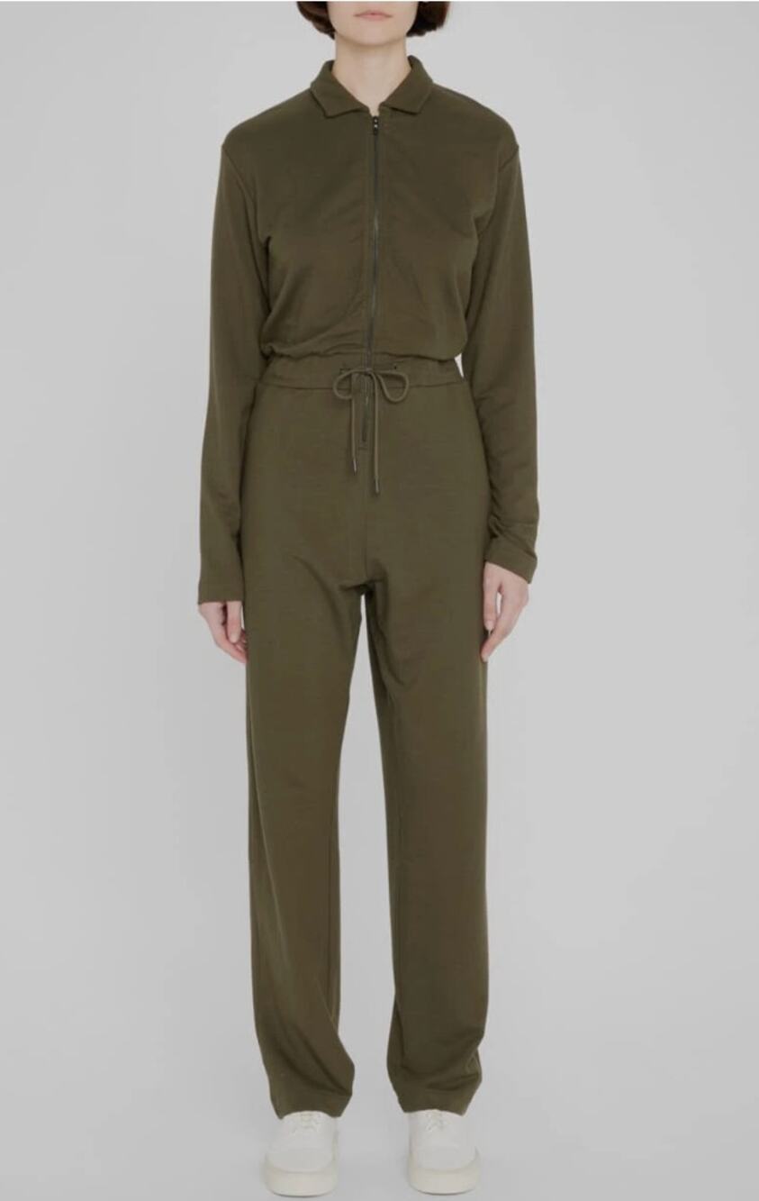Majestic Filatures Long Sleeve Zip-Front Jumpsuit in Olive Green Size 4/ Large